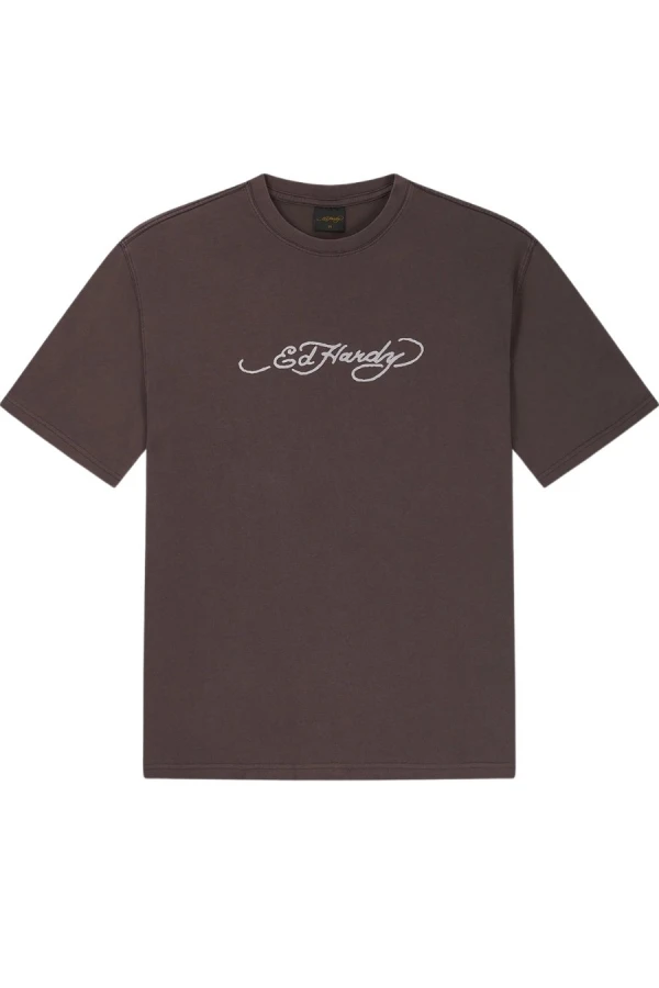 ED HARDY Ανδρικό WEBBED SKULL RELAXED FIT T-SHIRT – Καφέ
