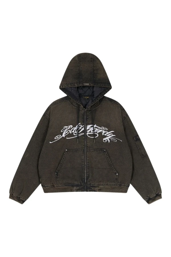 ED HARDY Μπουφάν MENS WASHED CANVAS JACKET - BLACK