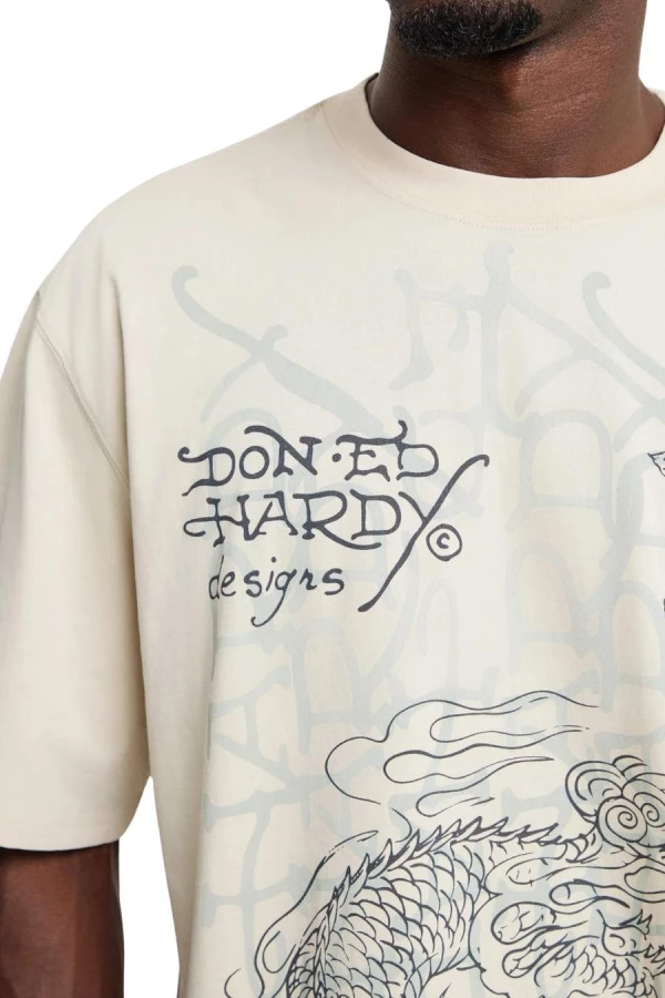 ED HARDY Ανδρικό T-Shirt Men’s Multi Graphic Relaxed T-Shirt - Μπεζ