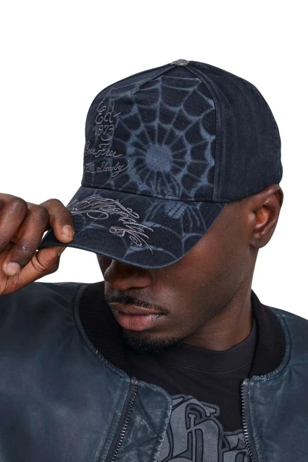 Ed Hardy Spiderweb 5 Panel Cap - Black