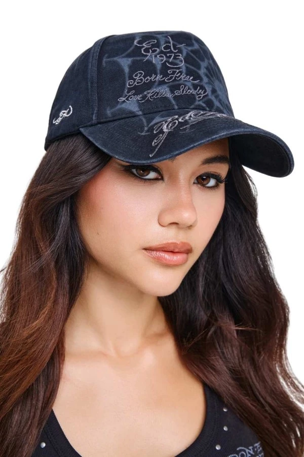 Ed Hardy Spiderweb 5 Panel Cap - Black