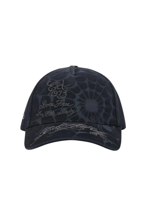 Ed Hardy Spiderweb 5 Panel Cap - Black