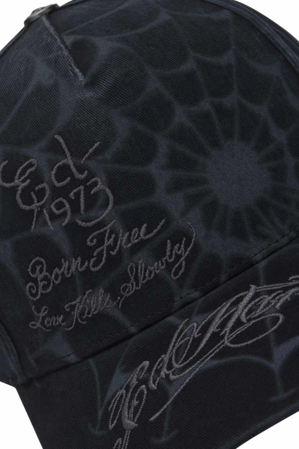 Ed Hardy Spiderweb 5 Panel Cap - Black