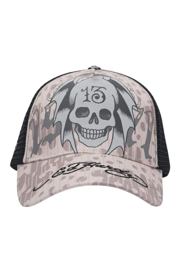 ED HARDY Καπέλα 13 SKULL 5 PANEL TRUCKER Καπέλο - γκρι