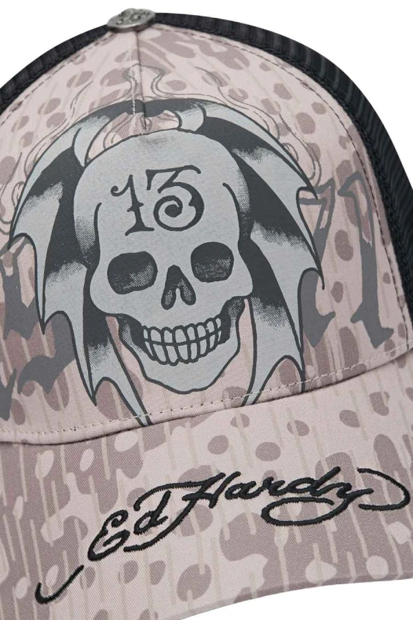 ED HARDY Καπέλα 13 SKULL 5 PANEL TRUCKER Καπέλο - γκρι