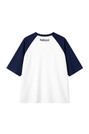 BEE UNUSUAL T-Shirt Sweet but Dangerous Oversized – Λευκό / Σκούρο Μπλε