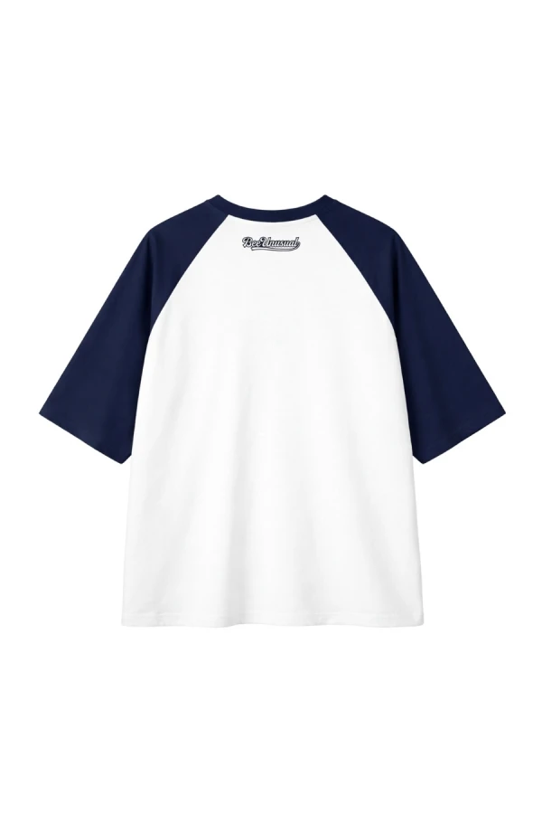 BEE UNUSUAL T-Shirt Sweet but Dangerous Oversized – Λευκό / Σκούρο Μπλε