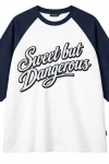 BEE UNUSUAL T-Shirt Sweet but Dangerous Oversized – Λευκό / Σκούρο Μπλε