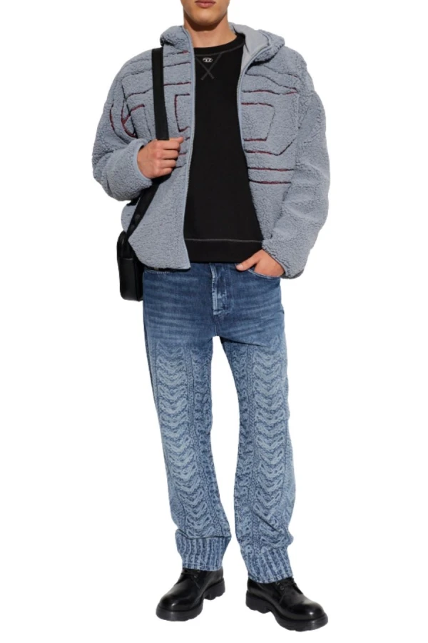 DIESEL Teddy Ζακέτα S-ZAT SWEAT-SHIRT - ΓΚΡΙ