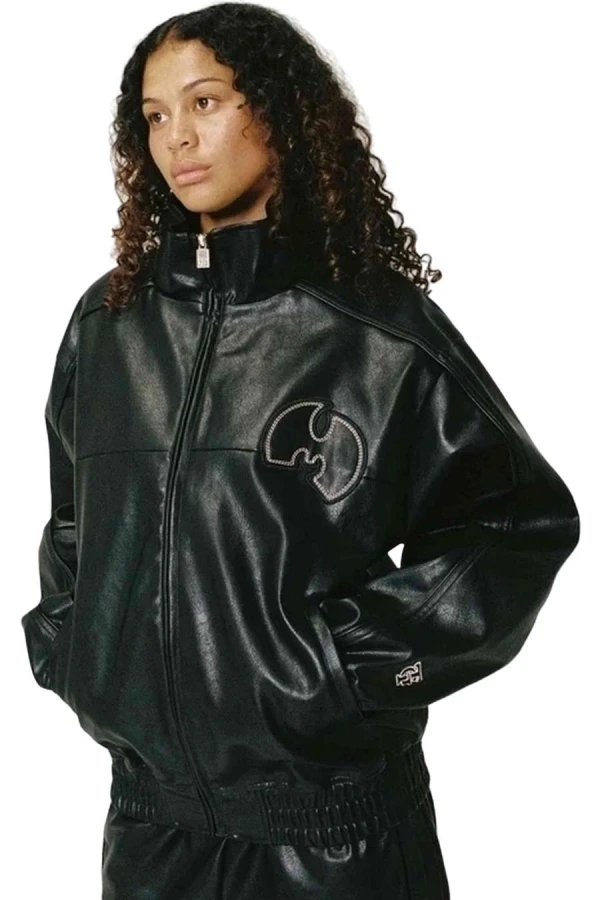 GRIMEY Μπουφάν TICAL X GRIMEY PU LEATHER TRACK JACKET - BLACK