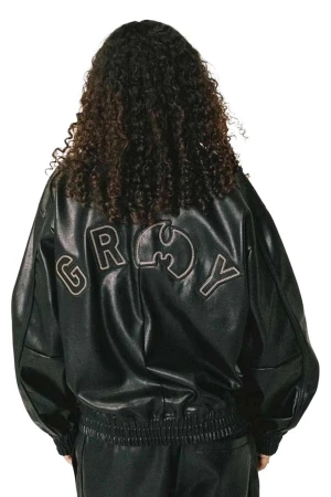 GRIMEY Μπουφάν TICAL X GRIMEY PU LEATHER TRACK JACKET - BLACK