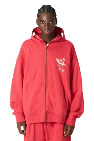 GRIMEY Unisex ODD CUTLASS ZIPPER HOODIE - RED