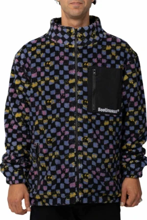 BEE UNUSUAL Μπουφάν Checkered Sherpa Fleece Full Zip Jacket - MULTI