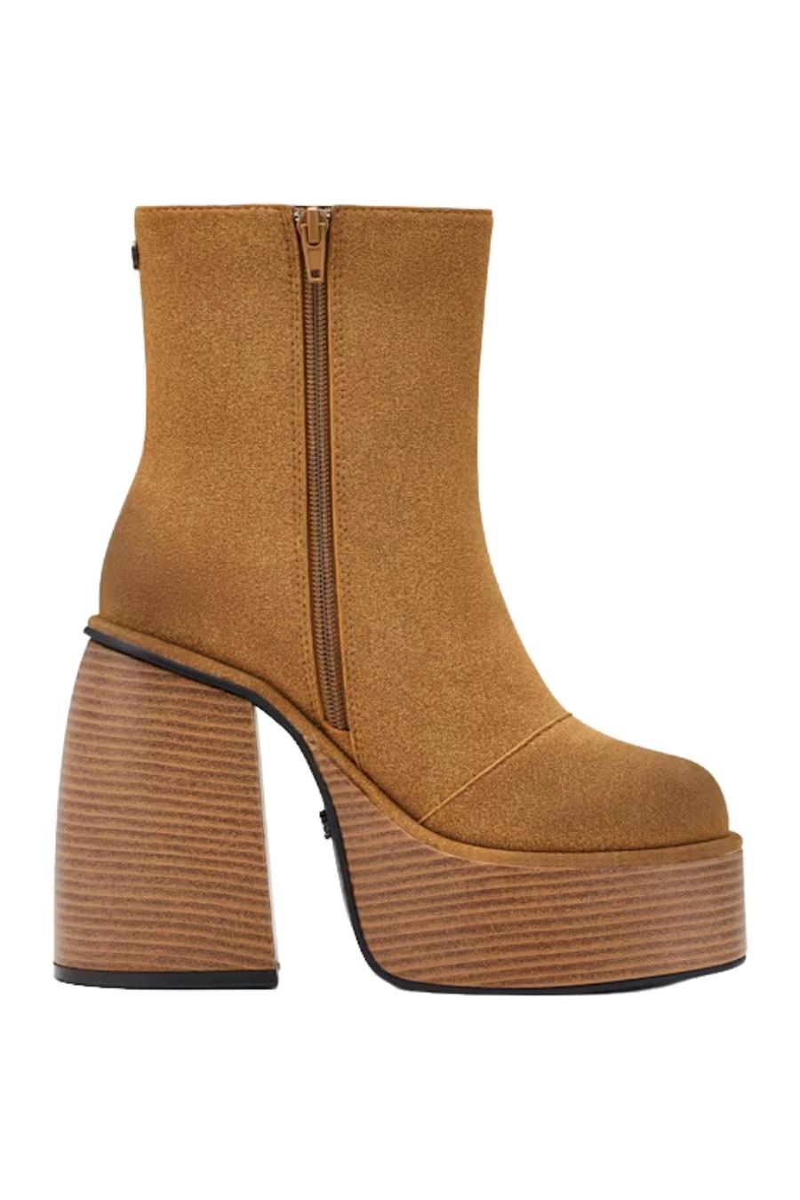 BUFFALO Μπότες- Μποτάκια HEART BOOTIE STACK - BROWN-PD00018327-BROWN