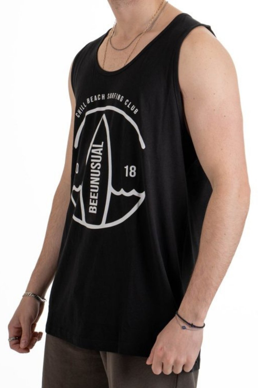 BEE UNUSUAL Αμάνικες Μπλούζες Chill Beach Surf Club Tank Top - BLACK-AT-260710-BLACK - BEE UNUSUAL - 