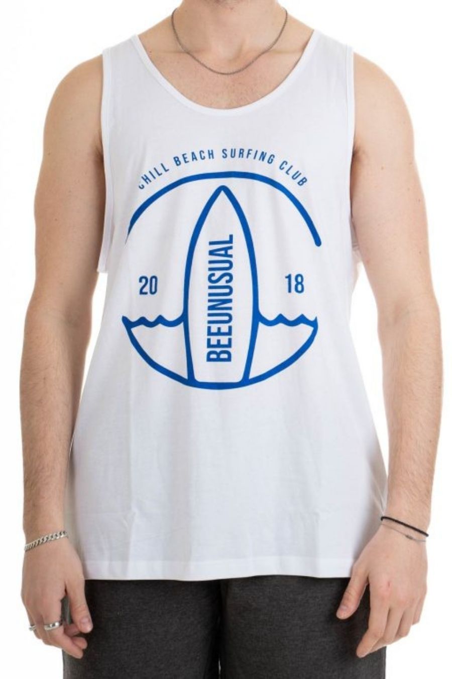 BEE UNUSUAL Αμάνικες Μπλούζες Chill Beach Surf Club Tank Top - WHITE-AT-260711-WHITE - BEE UNUSUAL - 