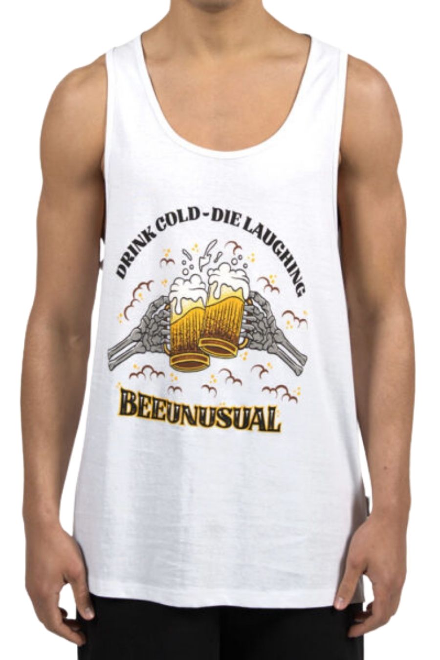 BEE UNUSUAL Αμάνικες Μπλούζες Drink Cold-Die Laughing Tank Top - WHITE-AT-260715-WHITE - BEE UNUSUAL - 